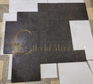 Black pavers in a rough finish. These pavers are the ideal choice for wet areas.