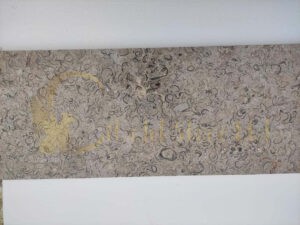 Unique blue limestone slabs with fossils.