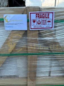 Packed flagstone in enhanced wooden crates.