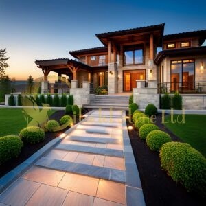 Travertine pavers in a modern Tempe, AZ patio