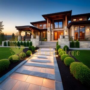 Contemporary driveway paving stones installed in a luxury Bahamas property.