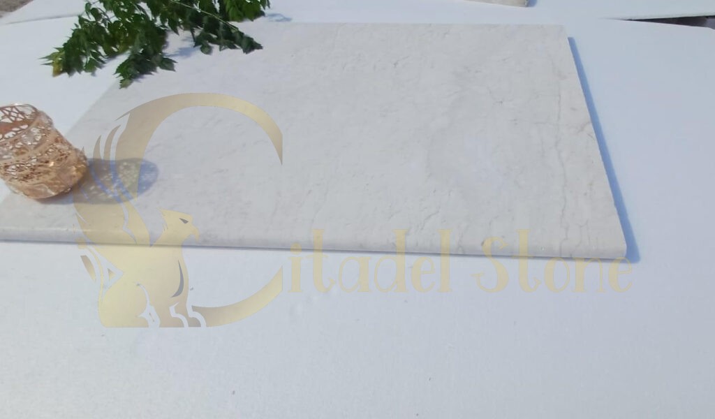 Polished white limestone