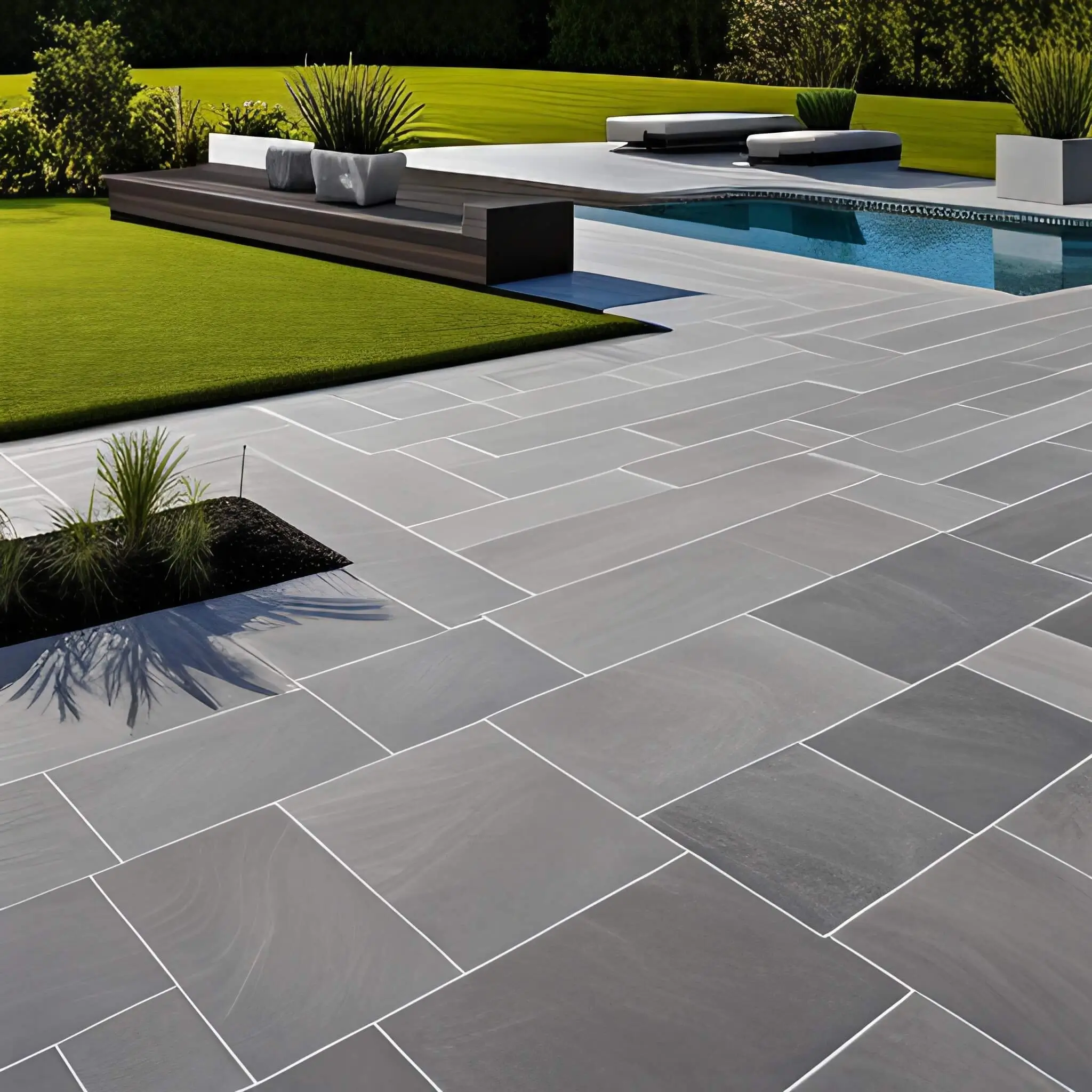 Basalt pavers installed — durable outdoor basalt paving — Citadel Stone