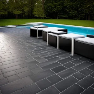 Natural basalt tiles for durable flooring