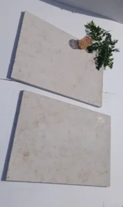 Honed Seashore White tiles in an Austin boutique hotel lobby.