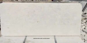 Limestone floor with a mat for warmth