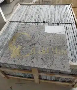 Close-up of limestone paver texture