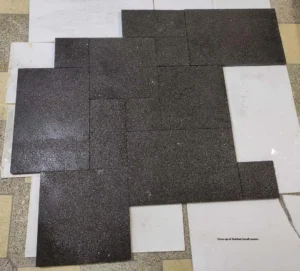 Close-up of finished basalt pavers