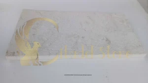 Tumbled finish White Pearl Limestone pavers with aged appearance