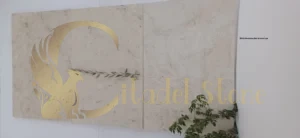 White limestone tiles in resort spa