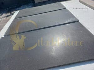 LEED-certified building with basalt pavers