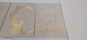 side-by-side limestone and LVT flooring