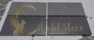 Basalt paver patio is cool to the touch in the afternoon