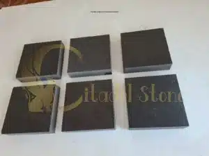 A partially completed DIY stone patio installation