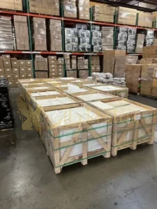 Side-by-side samples of local and imported natural stone