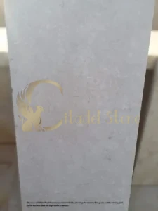 Close-up of White Pearl limestone's honed finish, showing the stone's fine grain, subtle veining and matte surface ideal for high-traffic interiors.