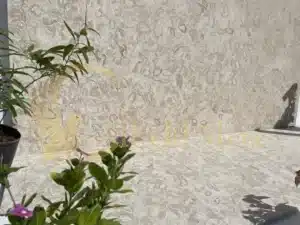 A close-up of travertine stone in Arizona showing its textured surface.