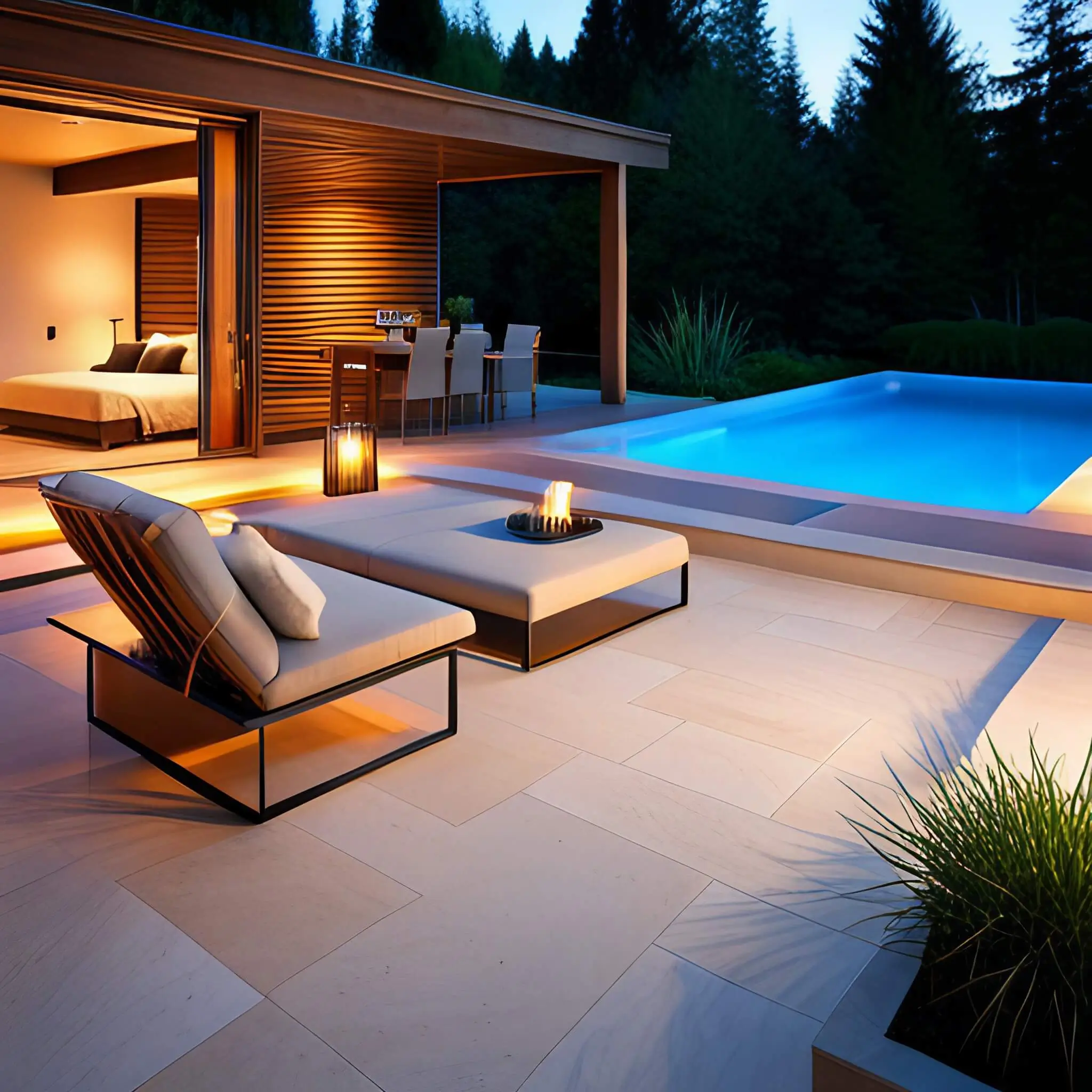 Black Limestone Paving Pool Surrounds for Chandler Luxury Homes