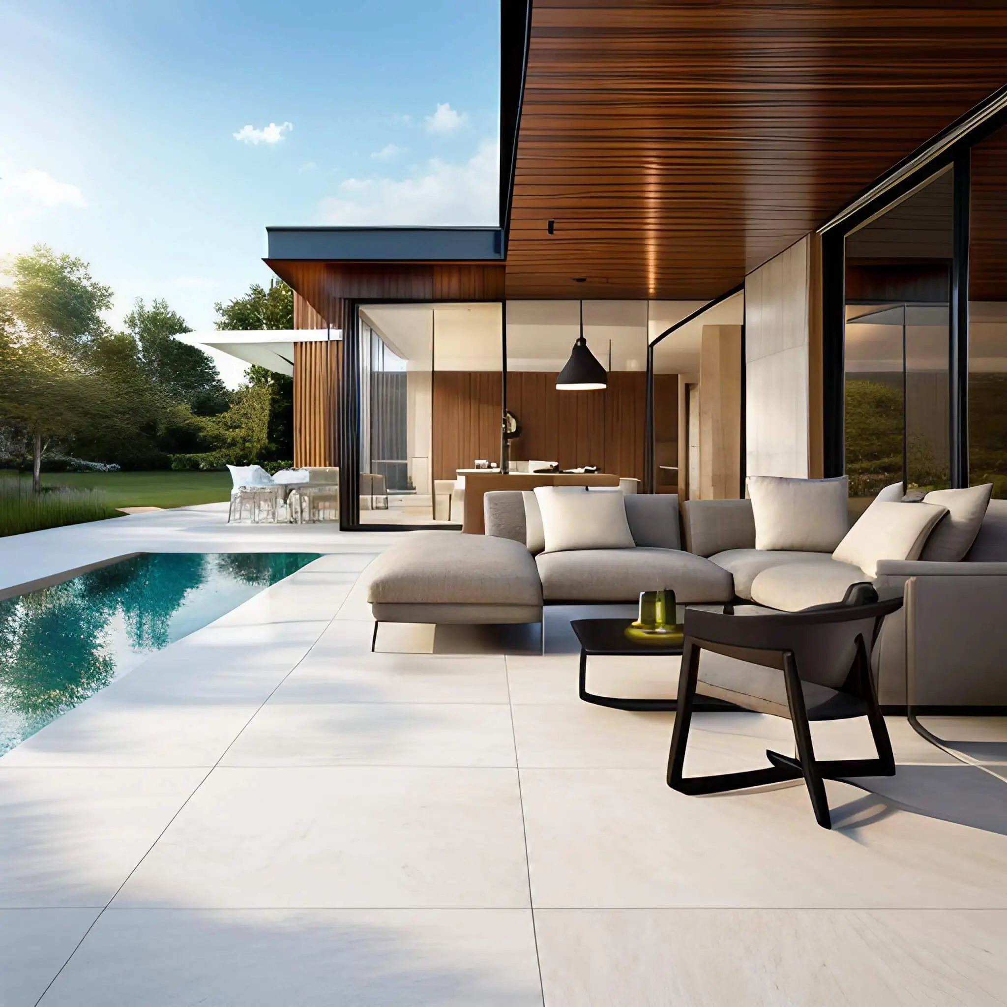 Blue Black Limestone Paving Slab Outdoor Kitchens for Glendale Cooking