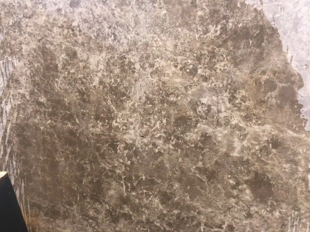 Full Emperador Dark Marble slab showing complete vein pattern across architectural-scale piece