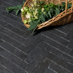 Brushed Black Basalt Pavers – Plank Setts | CitadelStone