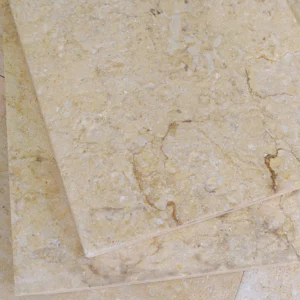 Close-up of the 60 grit brushed texture on golden limestone