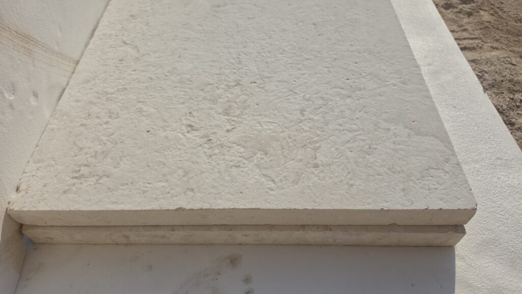 80 grit brushed limestone surface with soft sheen